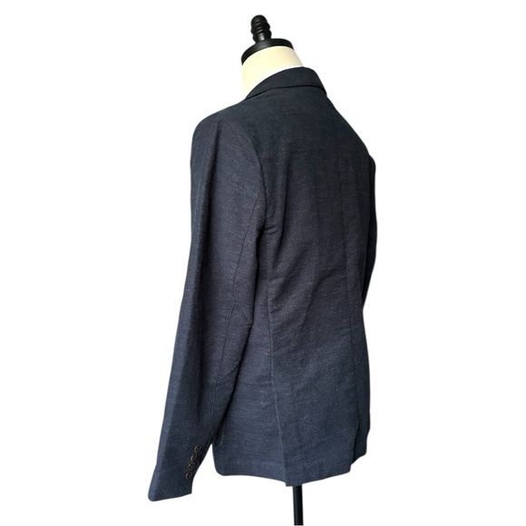 J. McLaughlin Lisbon H Navy solid soft cotton blend unstructured blazer| size 40 - Picture 3 of 16
